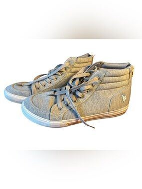 U.S. Polo Assn. Light Gray Quilted High-Top Sneakers Womens Size 8
